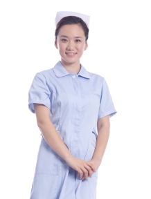 Y3蓝色夏装短袖护士服环保面料