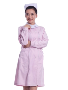 Y4  粉色冬装长袖护士服环保面料